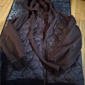 Quilted Hooded Jacket in Dark Brown - Women